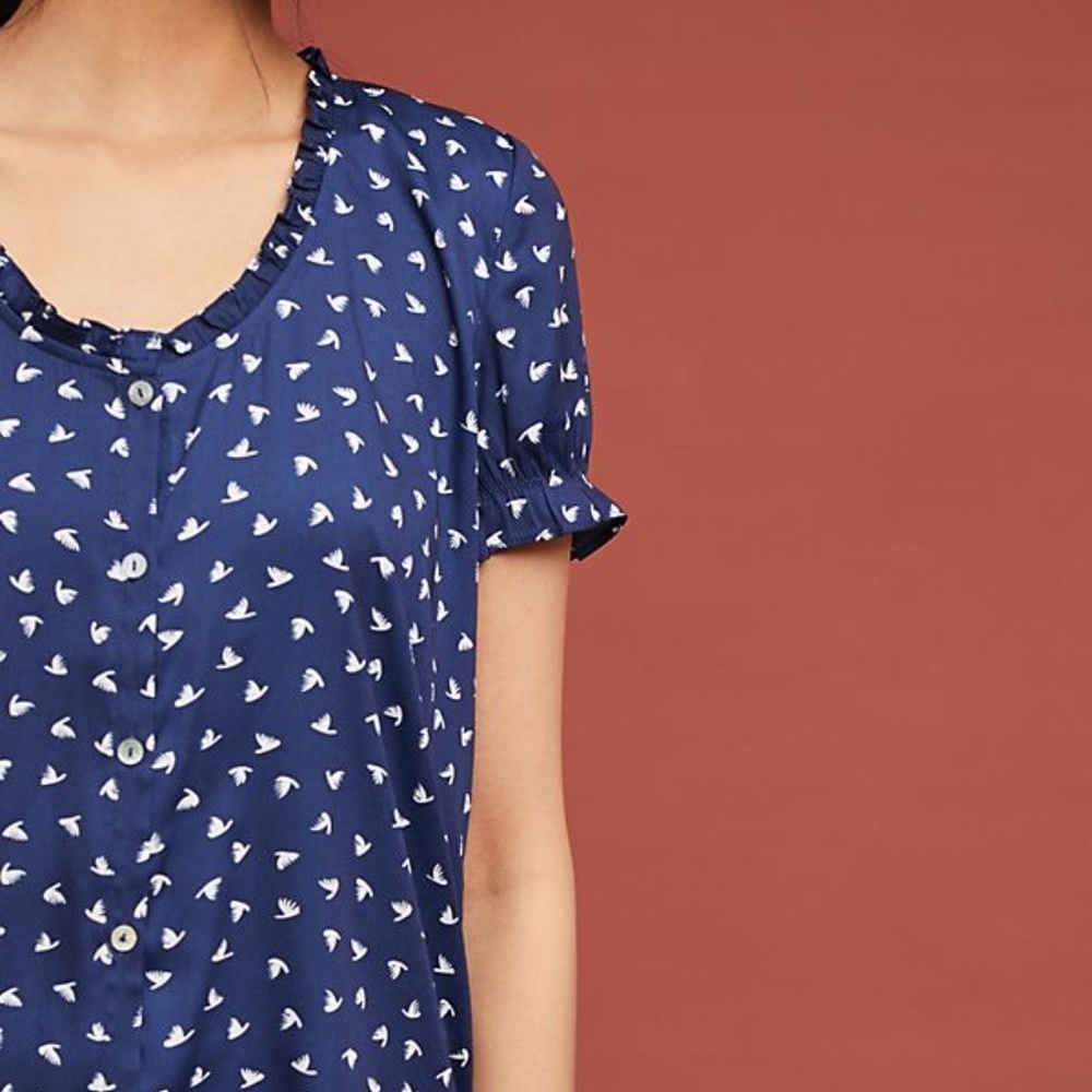 {Anthropologie} Sydney Ruffled Tee size XS - Picture 2 of 5